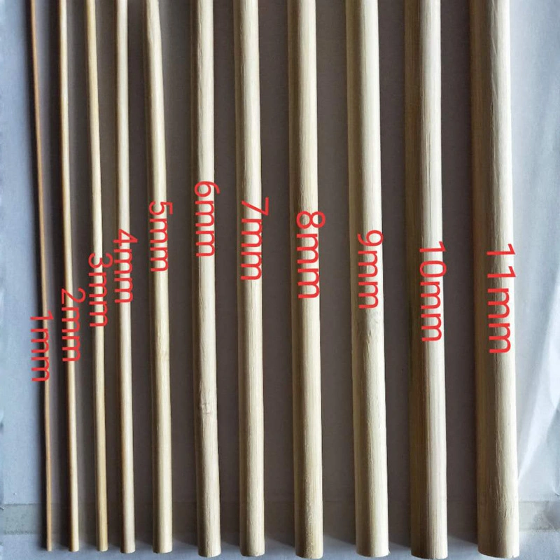Raw Bamboo Round Poes for Toothbrush Handle 1~11mm Diameter