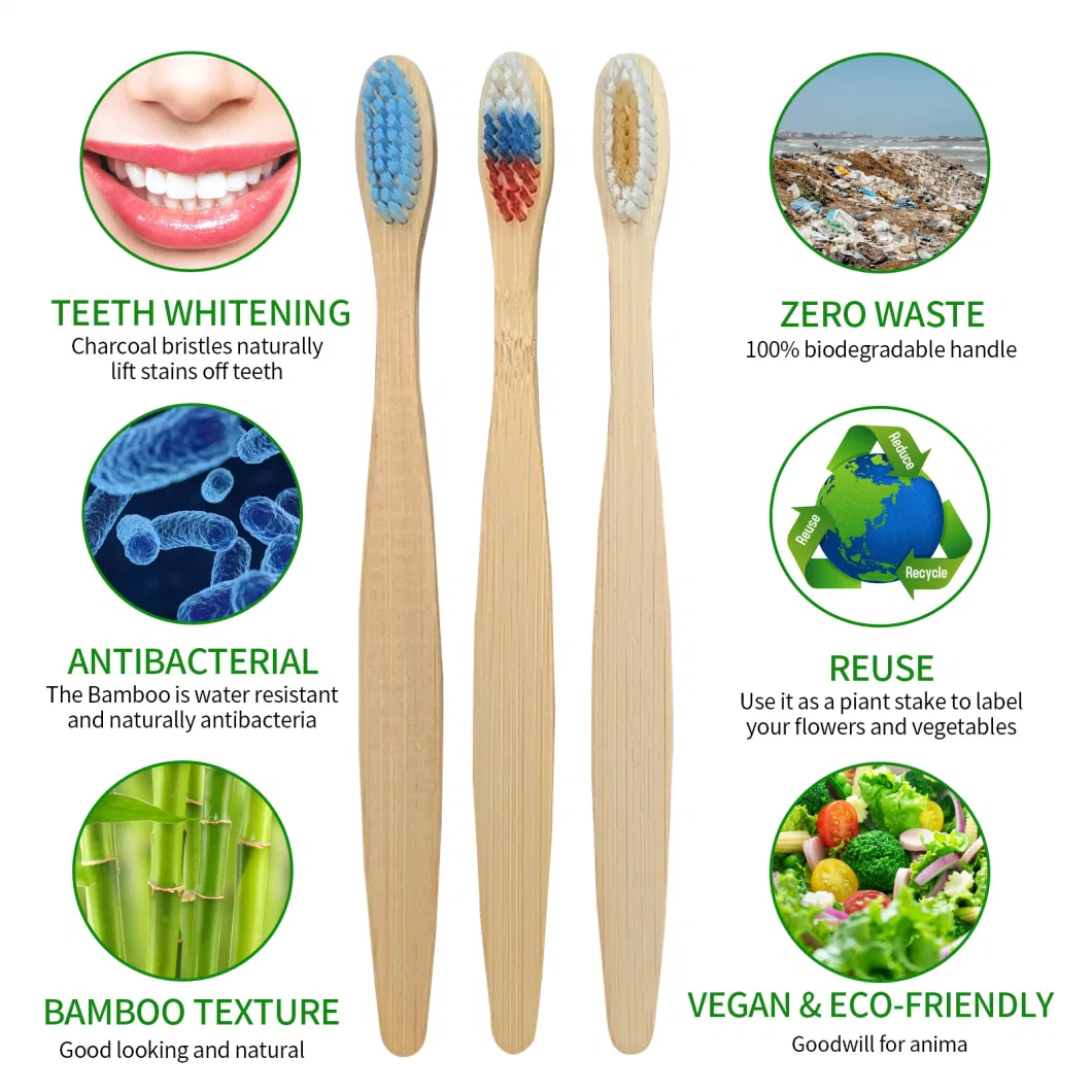 Wholesale Charcoal Bristles Bamboo Toothbrush with Customization