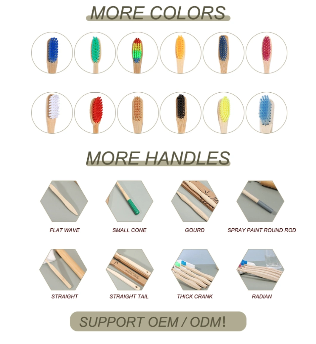 Biodegradable Eco-Friendly Natural Bamboo Charcoal Nylon Bristle Toothbrushes