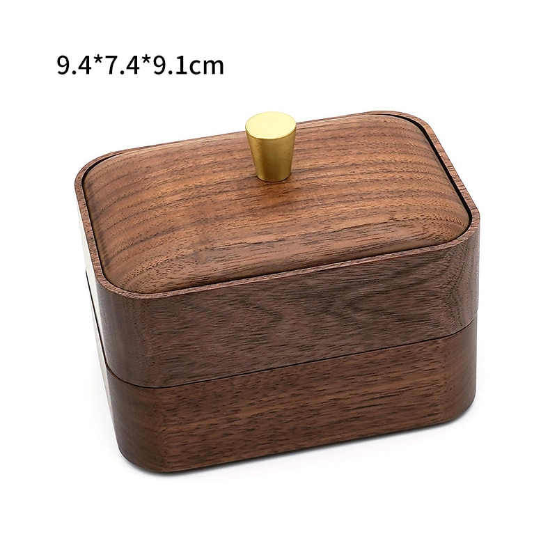 Household Wooden Cotton Swab Box Solid Wood Dental Floss Box Black Walnut Storage Box