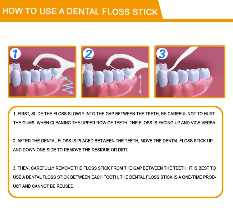 Biodegradable Dental Floss Pick with OEM Logo Packaging