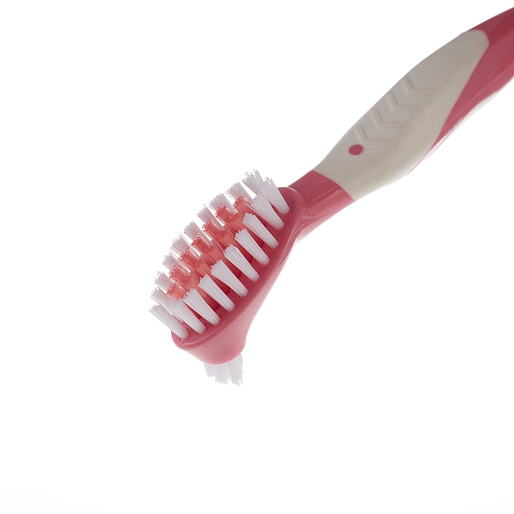 OEM Logo High Quality Hard Bristle Deep Cleaning Double Sided Elderly Denture Toothbrush