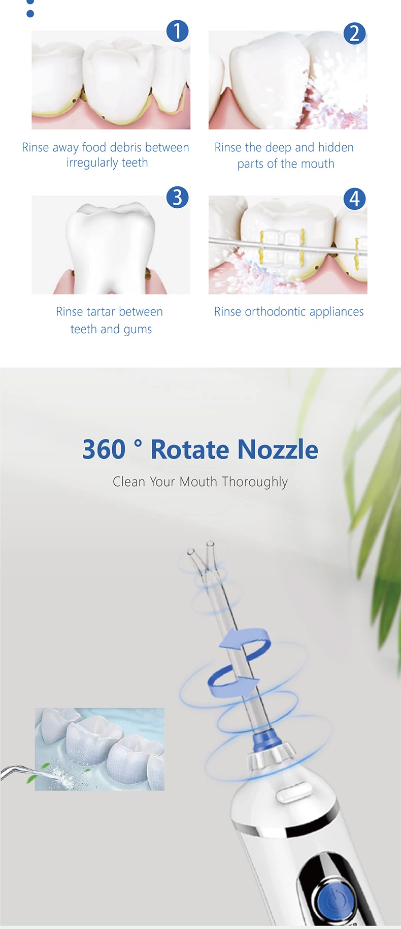 Dental Care Product Water Dental Flosser Rechargeable Electronic Portable Oral Irrigator for Teeth Clean