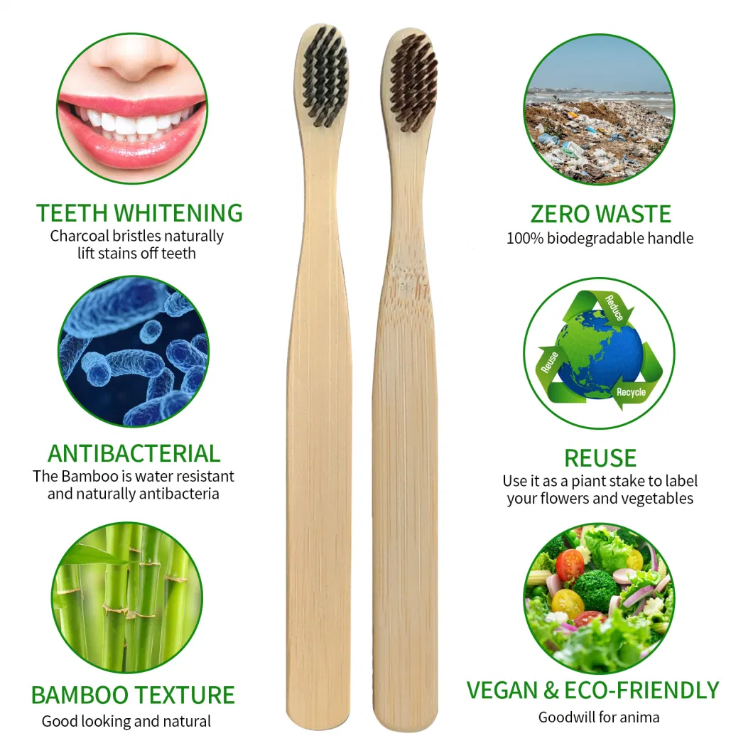 Bamboo Toothbrush Charcoal Soft by Brush with Customized Brand