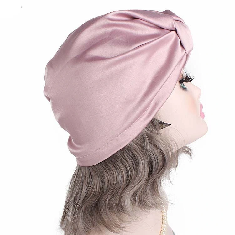 Wholesale Custom Logo 100% Pure Mulberry Silk Women Turban Adjustable Silk Bonnet