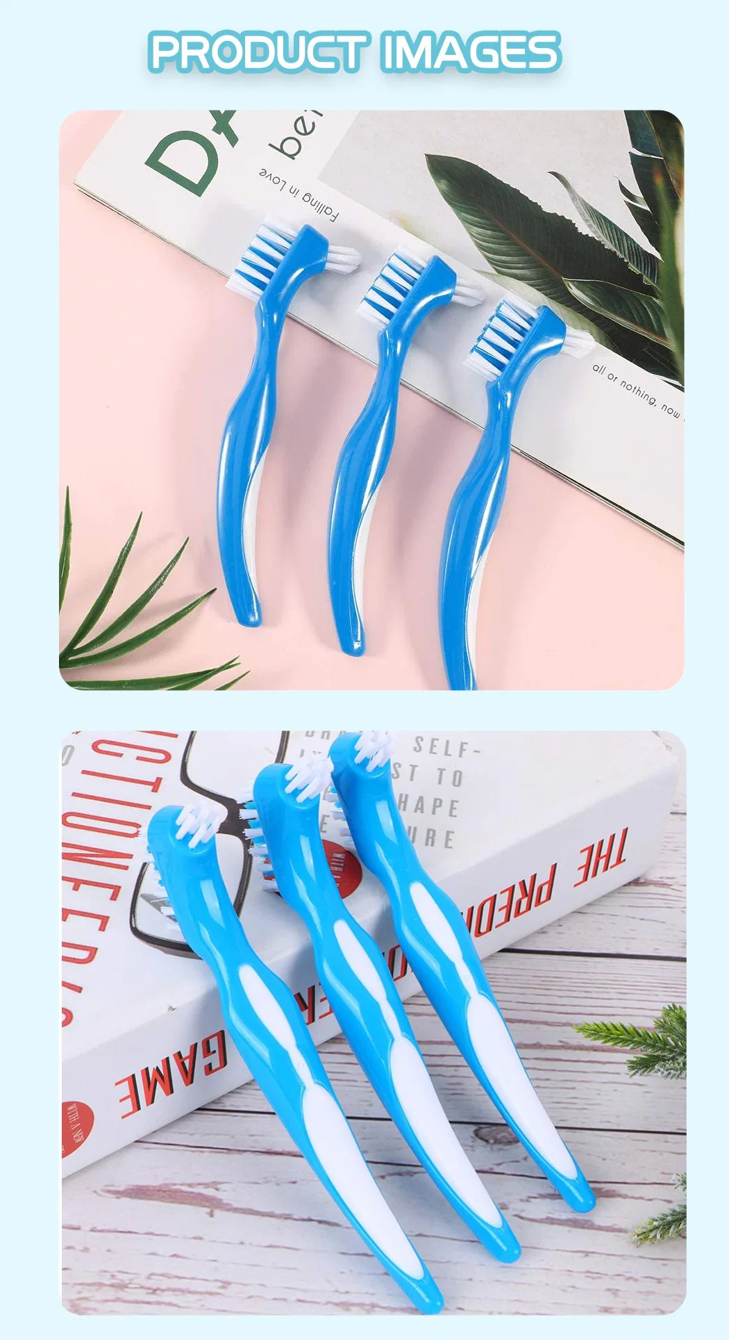 High Quality Denture Oral Hygiene Deep Cleaning Denture Toothbrush