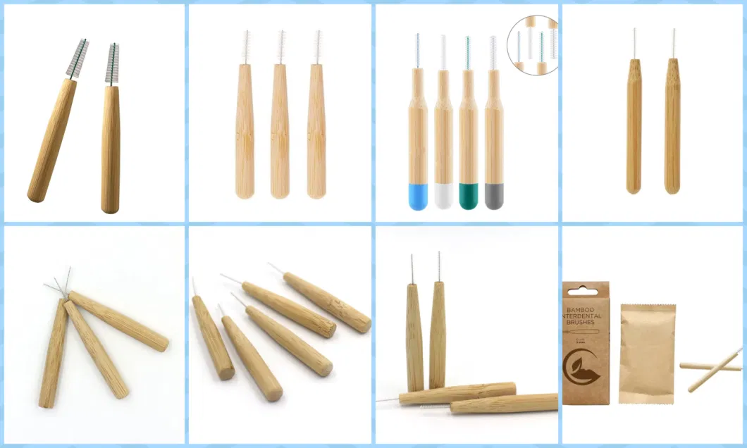 Eco-Friendly Colorful Bamboo Toothbrush Set Friendly Degradable Bamboo Toothbrush Interdental Brush for Custom Logo