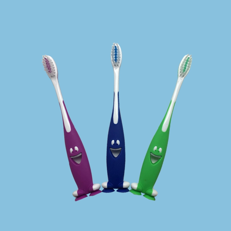 Suction Cup Stand Children Colorful Soft Kids Toothbrush Toothpaste Kit Set