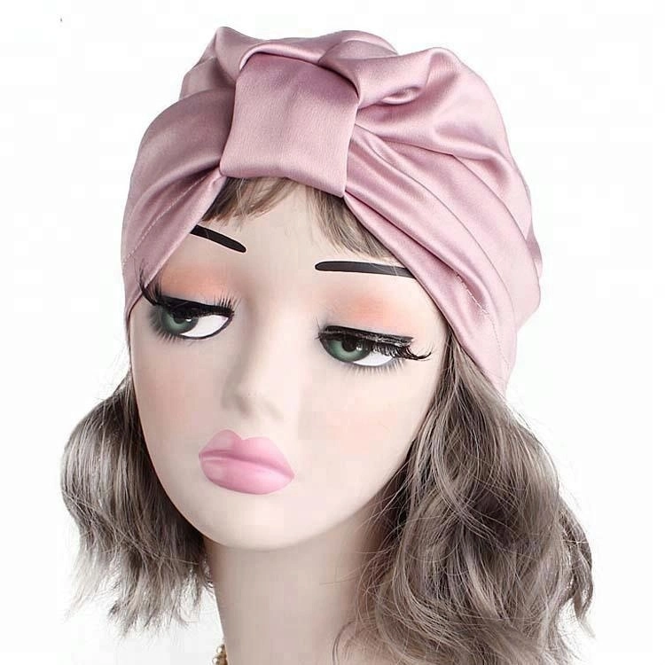 Wholesale Custom Logo 100% Pure Mulberry Silk Women Turban Adjustable Silk Bonnet