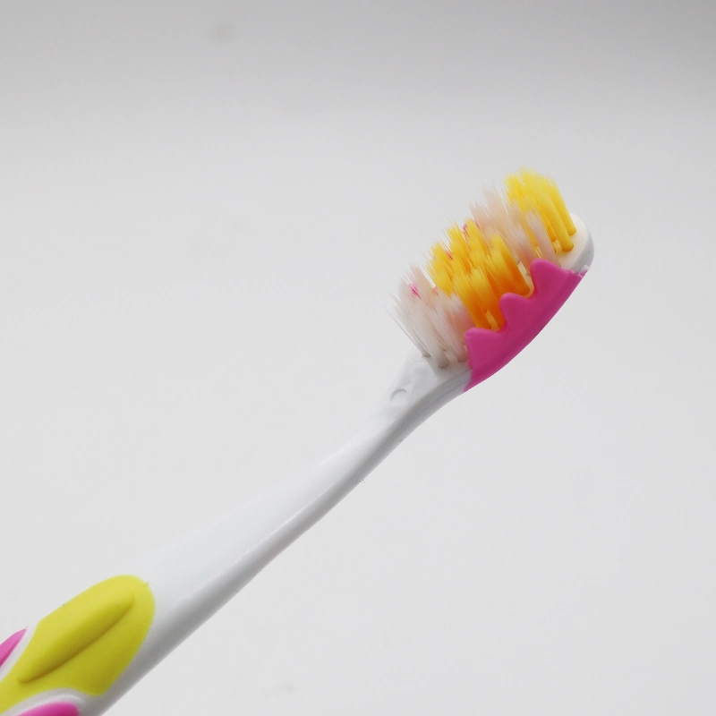 Hot Salling Small Brush Head/Rubber Handle/Soft Bristles Adult Toothbrush with Tongue Scraper