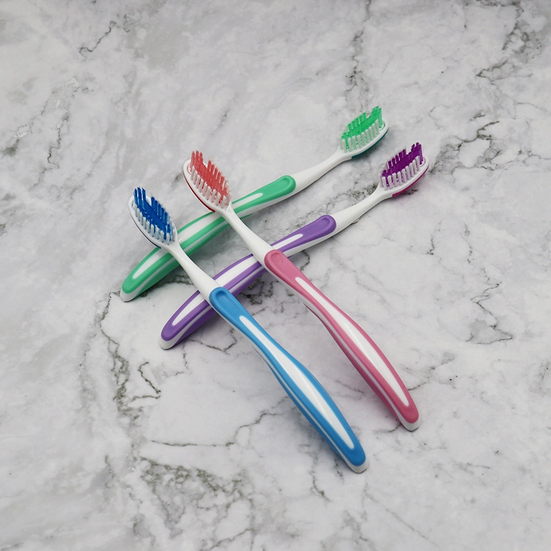 Colorful Flexible Brush Head Teeth Massage Toothbrush Tongue Scraper/Soft Polished Bristles Adult Toothbrush