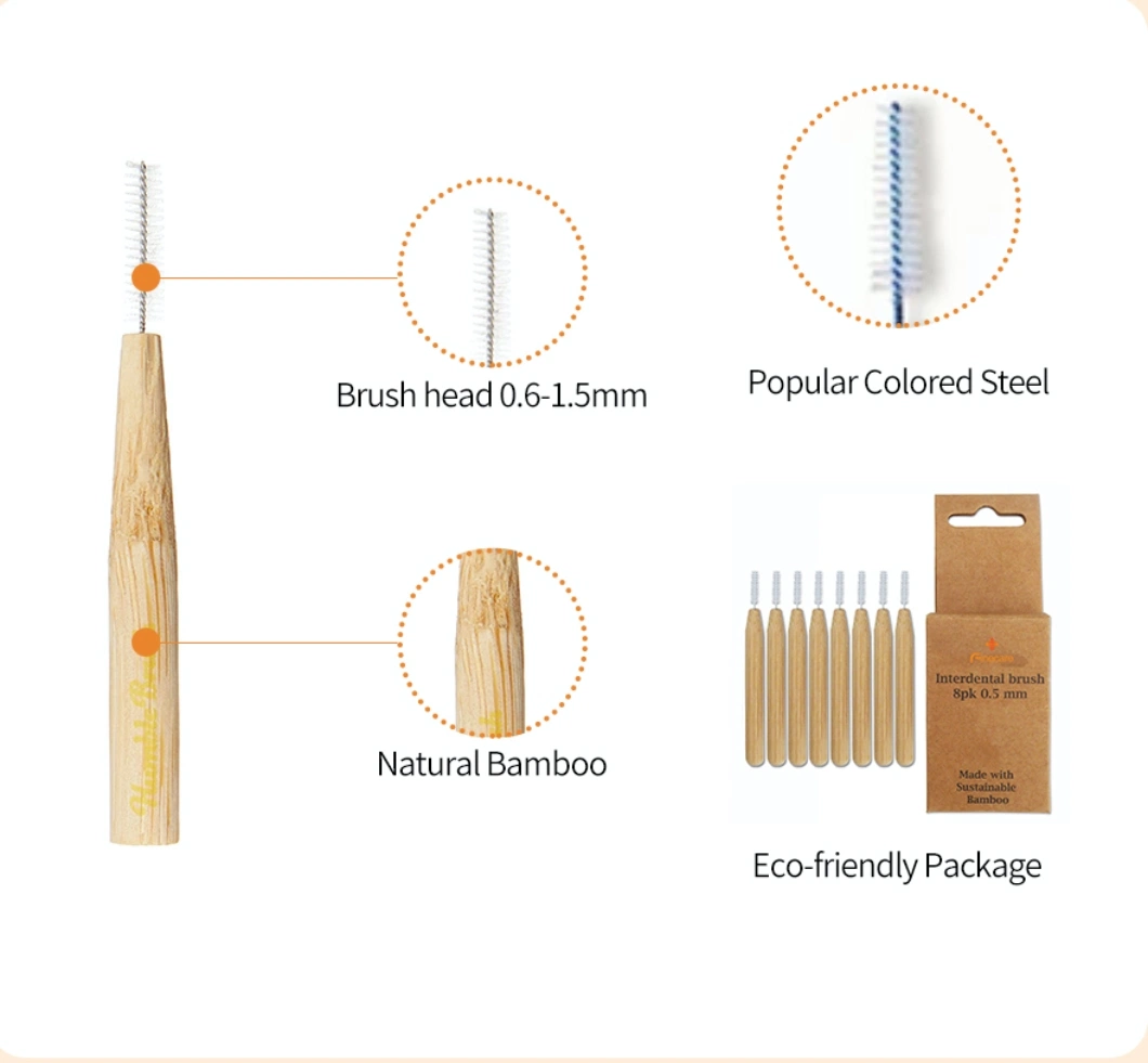 Interdental Brush Between Teeth Gum Dental Floss Picks with Bamboo Handle for Oral Hygiene Teeth Cleaning Tool