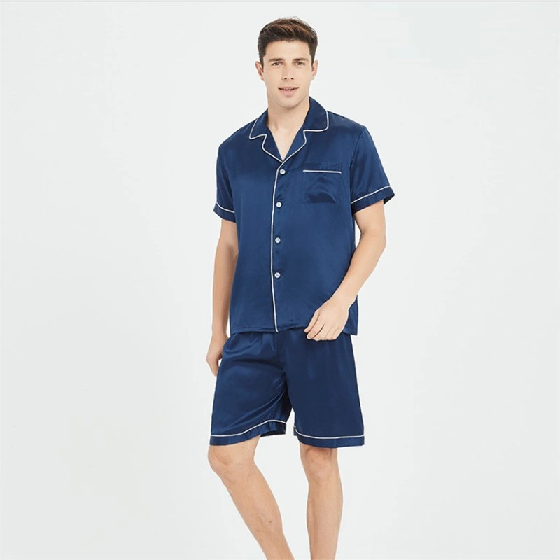 Pajamas Men&prime;s Silk Shorts Short Sleeve