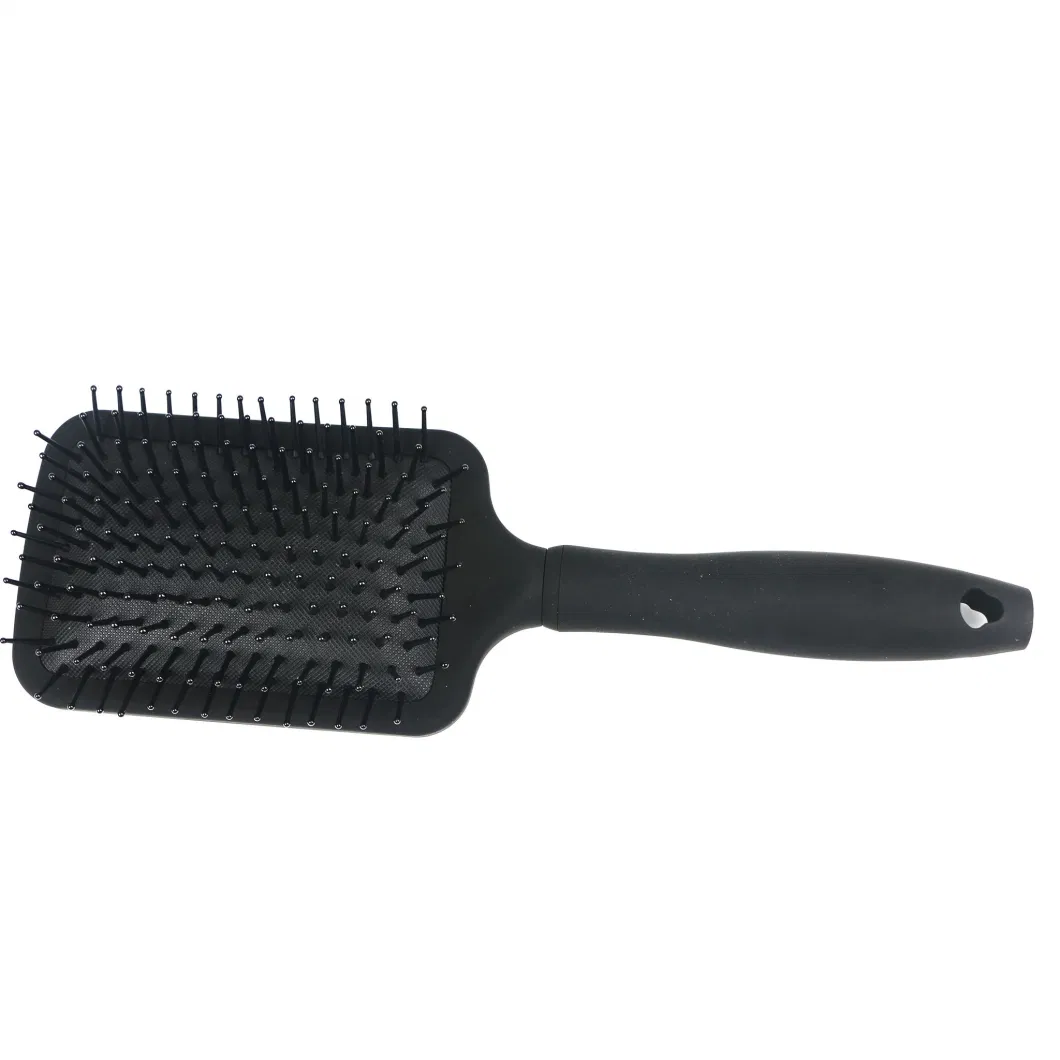 Black Color Wide Teeth Air Cushion Combs Detangler Brush with Nylon Bristles Paddle Hair Brush for Thick Hair