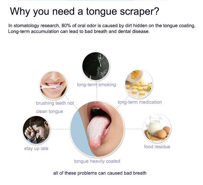 Manufacturer High Quality PP + TPR Tongue Scraper Bull Clean Scraper Tongue