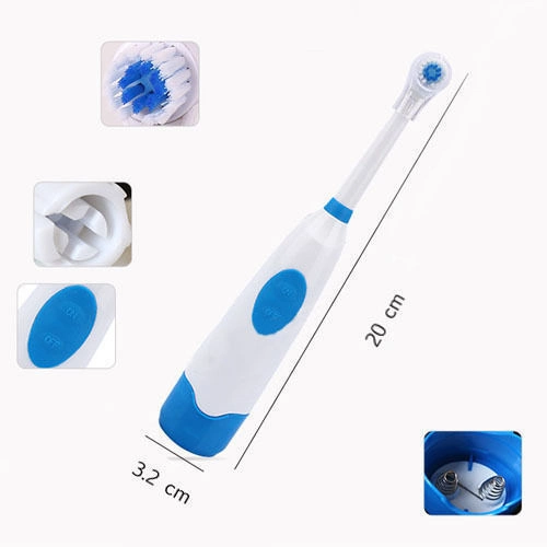 Js105 Kids/Adults Spin Electric Toothbrush with Small Round Head Waterproof Battery Powered