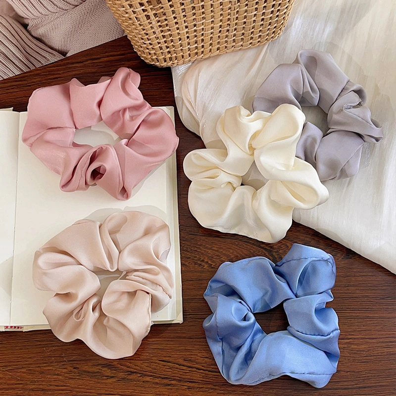 Wholesale Luxury Hair Ties Plain Hair Elastic Hair Bands Silk Scrunchy