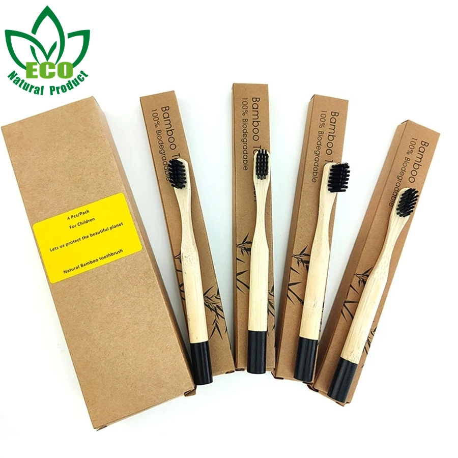 Natural Kits Bamboo Wood Toothbrush Children Colorful Soft Bristles Child Tooth Bushes Biodegradable Oral-Care Cleaning Toothbrush Set