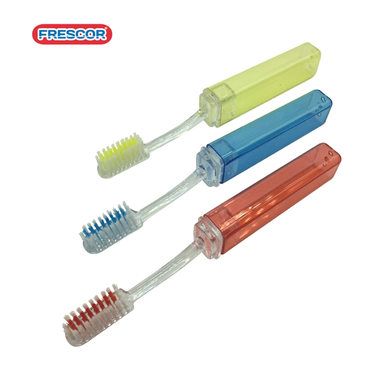 Portable Folded and Foldable and Folding Transparent Adult Travel Toothbrush