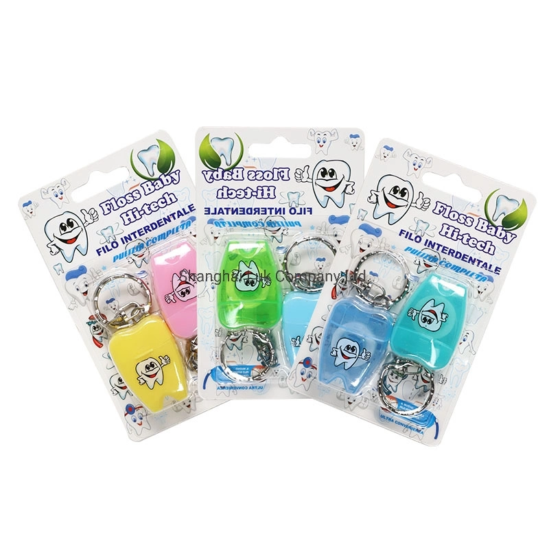 OEM Tooth Shape Oral Care Mint Waxed Dental Floss with Keychain