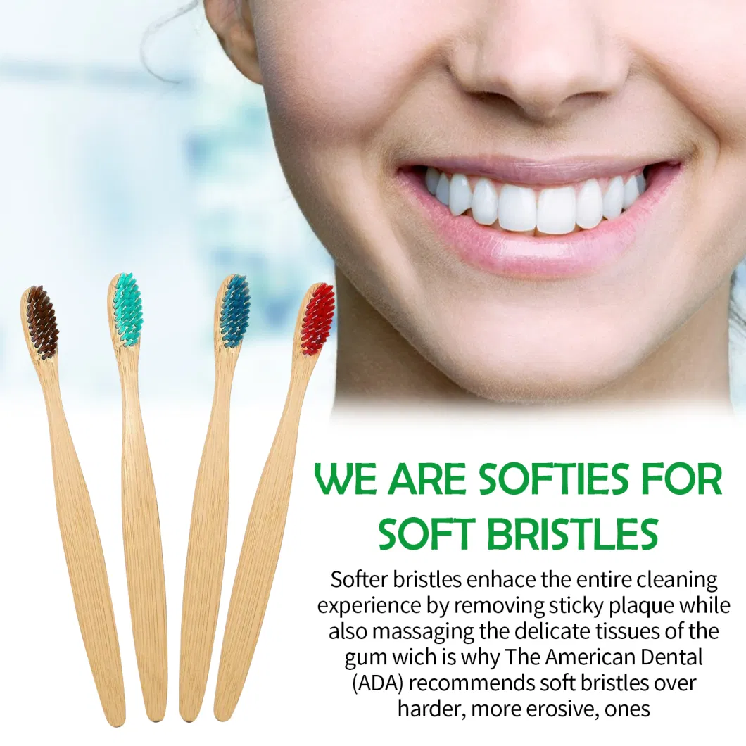 Soft Bristles Natural Bamboo Toothbrushes, Biodegradable &amp; Compostable Charcoal Wooden