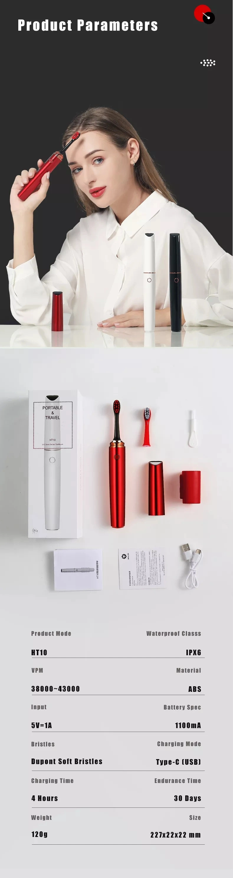 Best Travel Rechargeable Sonic Electric Toothbrush