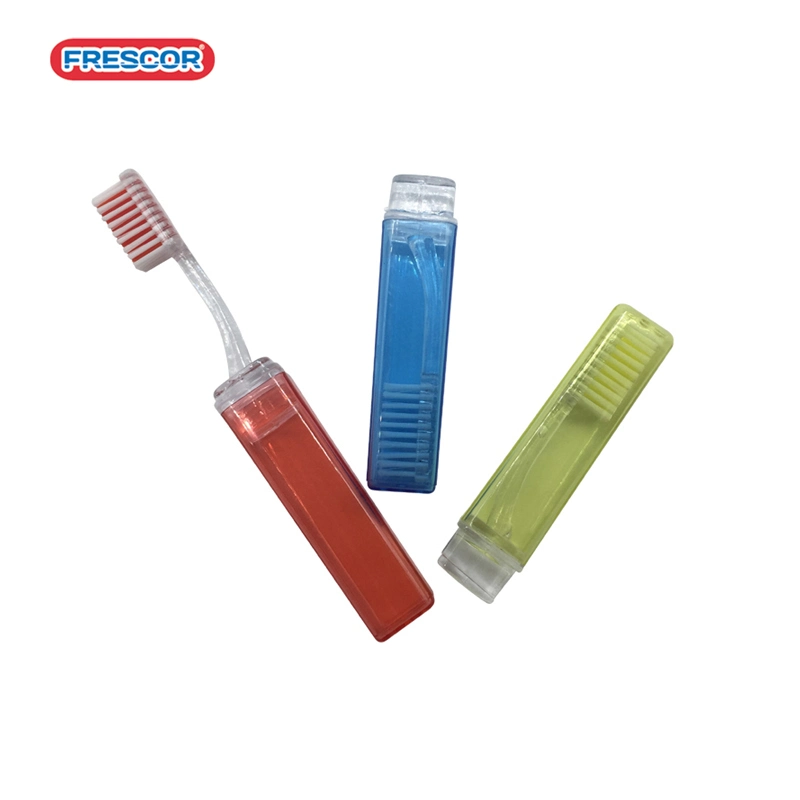 Portable Folded and Foldable and Folding Transparent Adult Travel Toothbrush