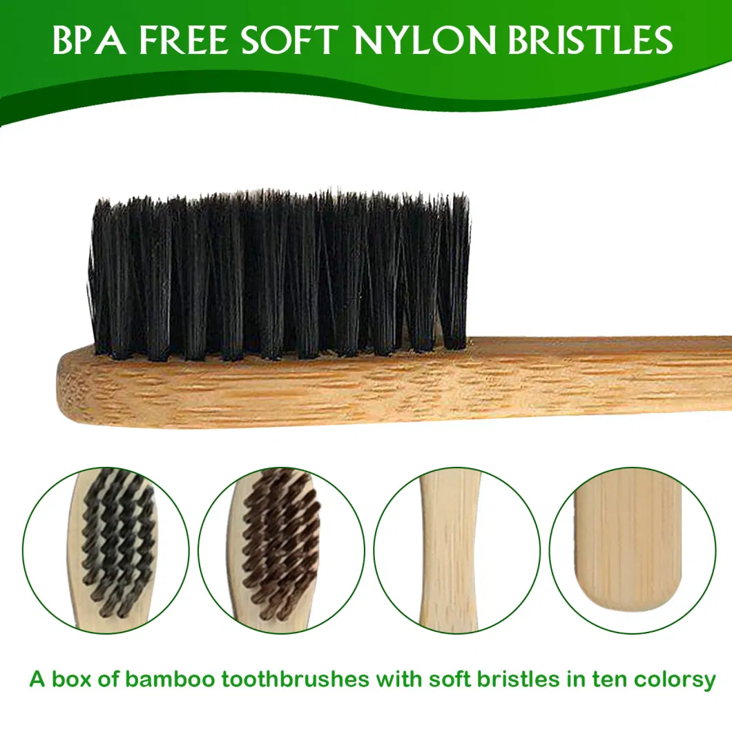 Bamboo Toothbrush Charcoal Soft by Brush with Customized Brand