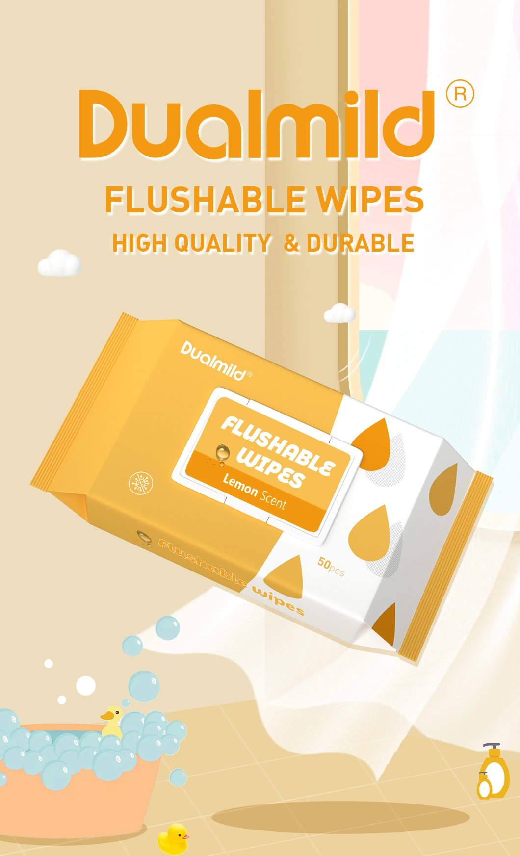 100% Biodegradable Flushable Wet Tissue Toilet Flushable Wipes with Private Label