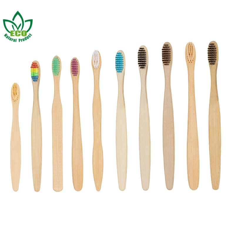 Wholesale Cheap Custom Logo Charcoal Round Natural Bamboo Toothbrush with Bamboo Case