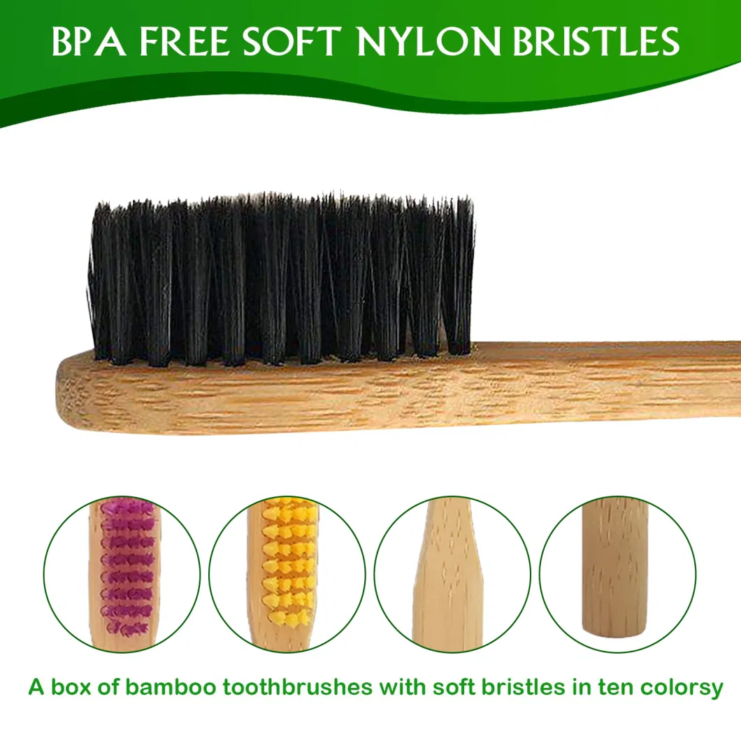 Environmentally Friendly Super Soft Bristles Bamboo Toothbrush Customized Logo