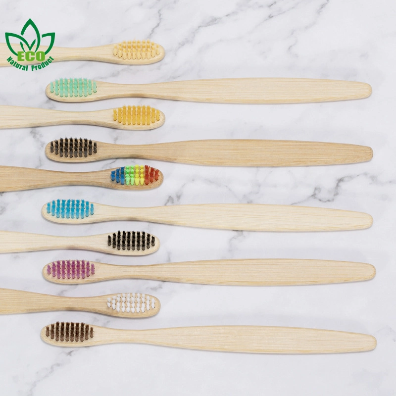 Wholesale Cheap Custom Logo Charcoal Round Natural Bamboo Toothbrush with Bamboo Case