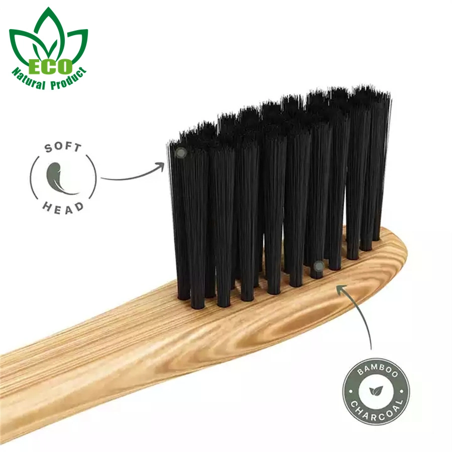 BPA Free Bamboo Toothbrush (4 Pack) with Travel Toothbrush Case &amp; Charcoal Dental Floss Toothbrushes for Adults