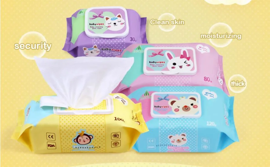 Alcohol Free Thick Skin-Friendly Clean Hand-Mouth Cotton Baby Wet Wipes