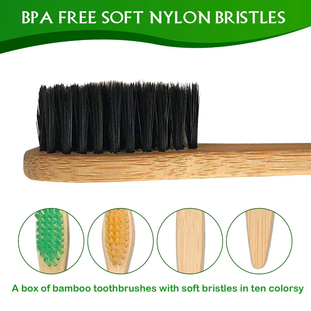 Oral Cleaning 100% BPA Free Charcoal Bristle Bamboo Toothbrush