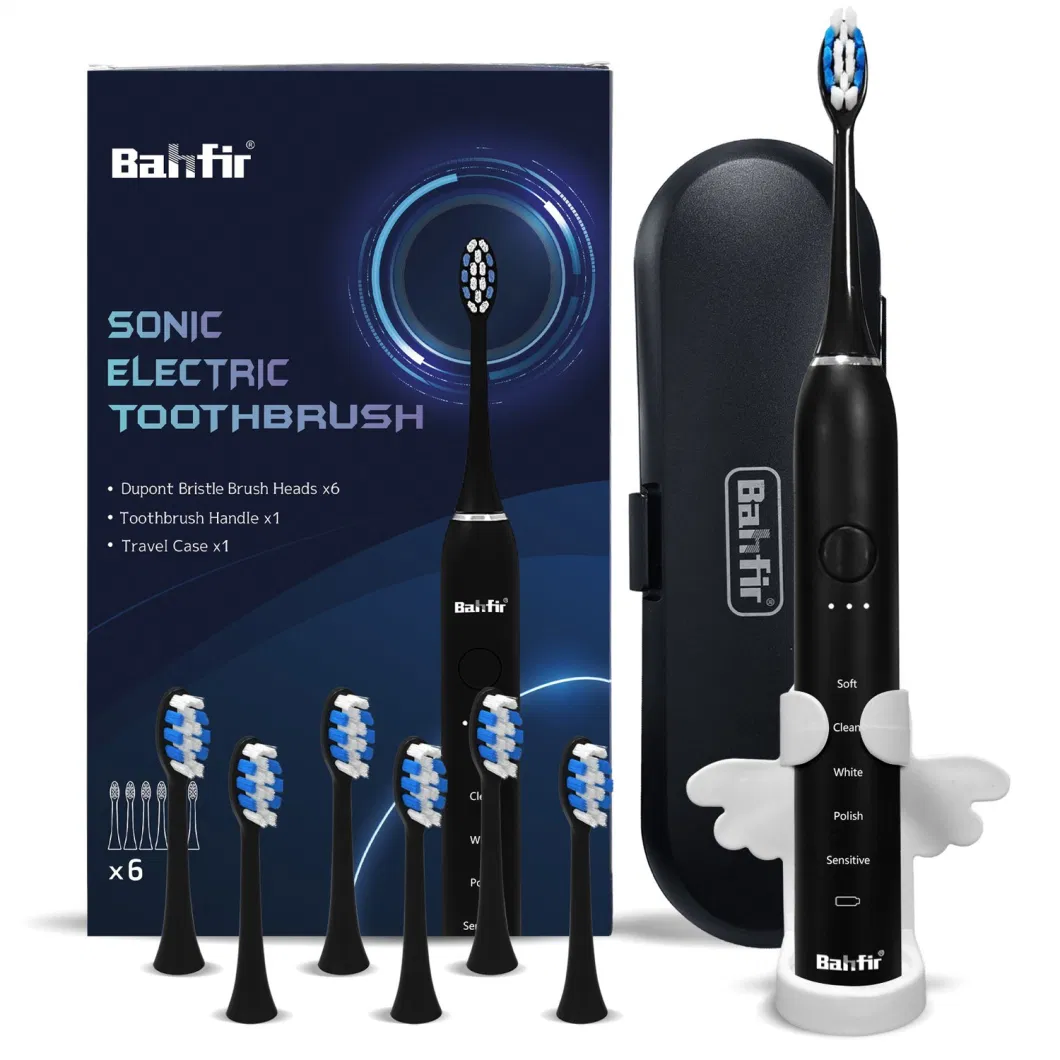 Sonic Electric Toothbrush for Adults and Kids with 6 Replacement Brush Heads, Travel Case