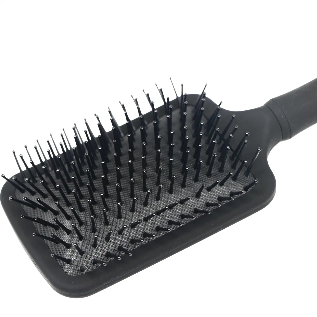 Black Color Wide Teeth Air Cushion Combs Detangler Brush with Nylon Bristles Paddle Hair Brush for Thick Hair