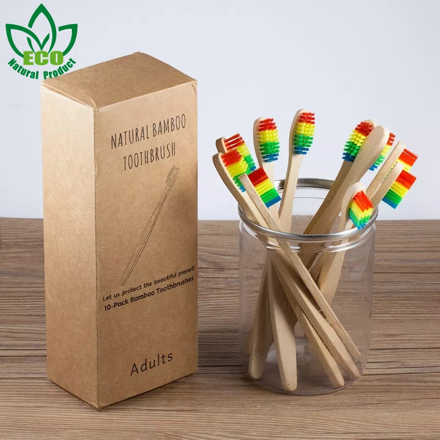 Biodegradable Wooden Bamboo Toothbrush Soft Bristles with Travel Toothbrush Case Charcoal Dental Floss Kids and Adult Toothbrush
