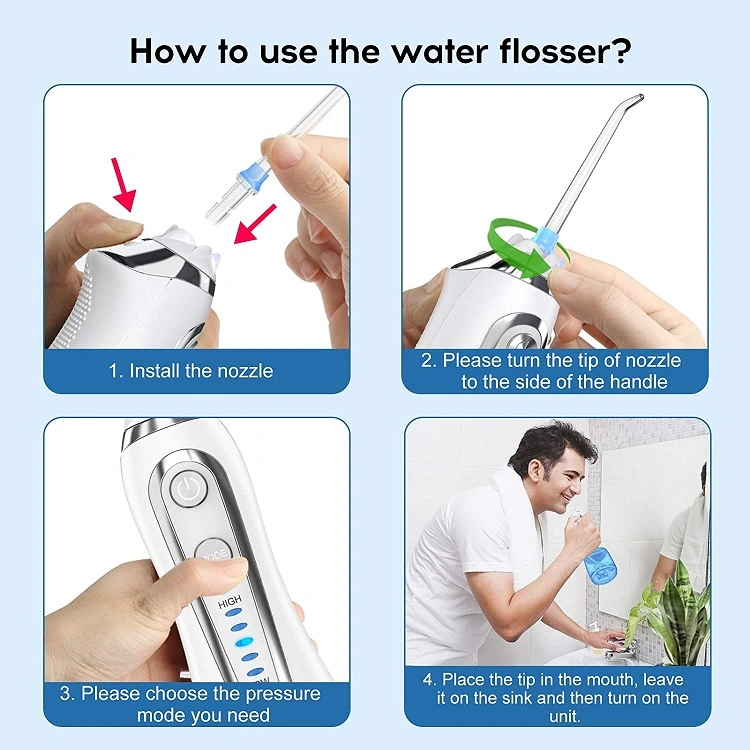 Portable Electric Water Floss Dental Cordless Oral Water Irrigator Wireless Tooth Jet Water Flosser for Travel Whitening Teeth
