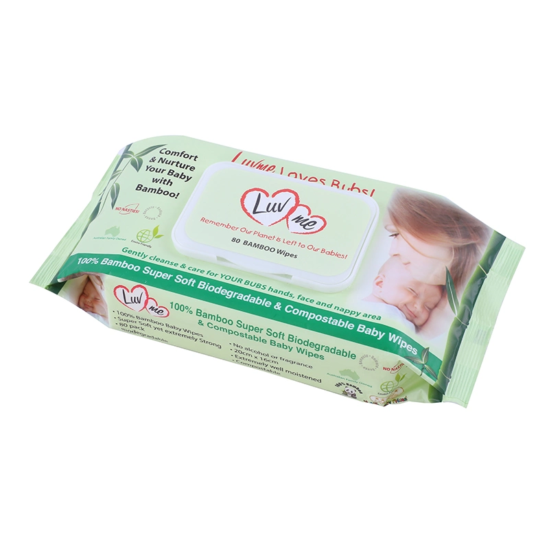 Special Nonwovens 100%Bamboo 80PCS Skincare Cleaning Moist Wipes Flushable and Biodegradable Soft Disinfection Wet Wipe Baby Wet Wipe