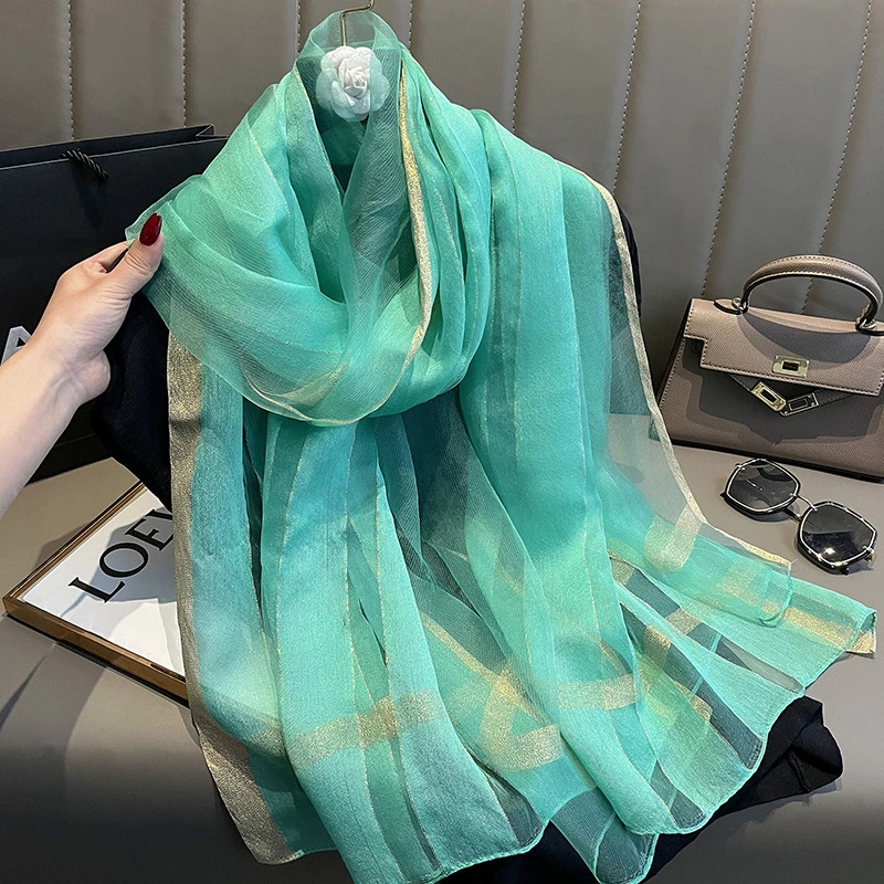 Fashion Luxury Pure Silk Brand Scarf Wholesale Silk Scarfs Made in China Stripe Scarf Hijab Silk