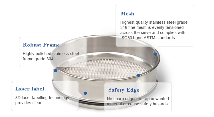 120 Mesh 304 Stainless Lab Sieves Economy Test Sieve 304 Stainless Steel Wire Cloth