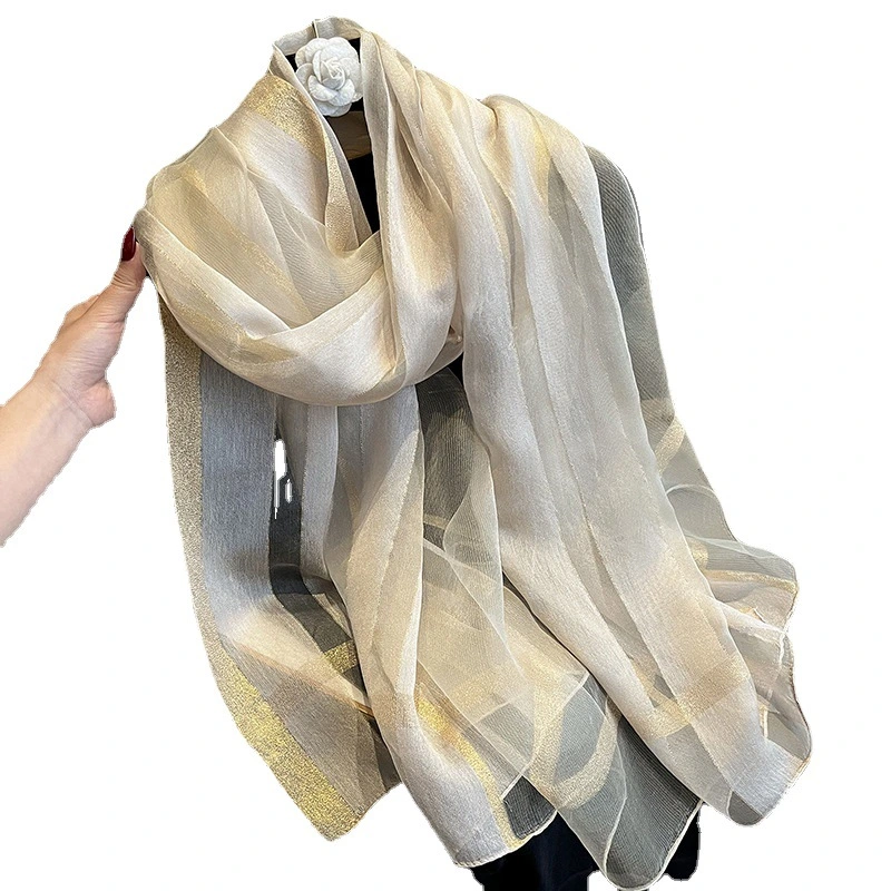 Fashion Luxury Pure Silk Brand Scarf Wholesale Silk Scarfs Made in China Stripe Scarf Hijab Silk