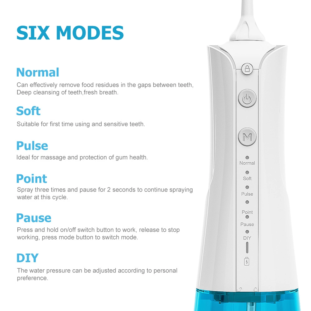 Professional Manual Water Flosser 300ml Tank Mini Cordless Oral Irrigator