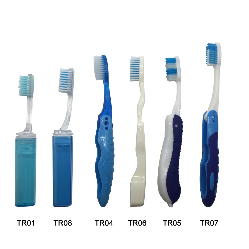 Portable Folded and Foldable and Folding Transparent Adult Travel Toothbrush