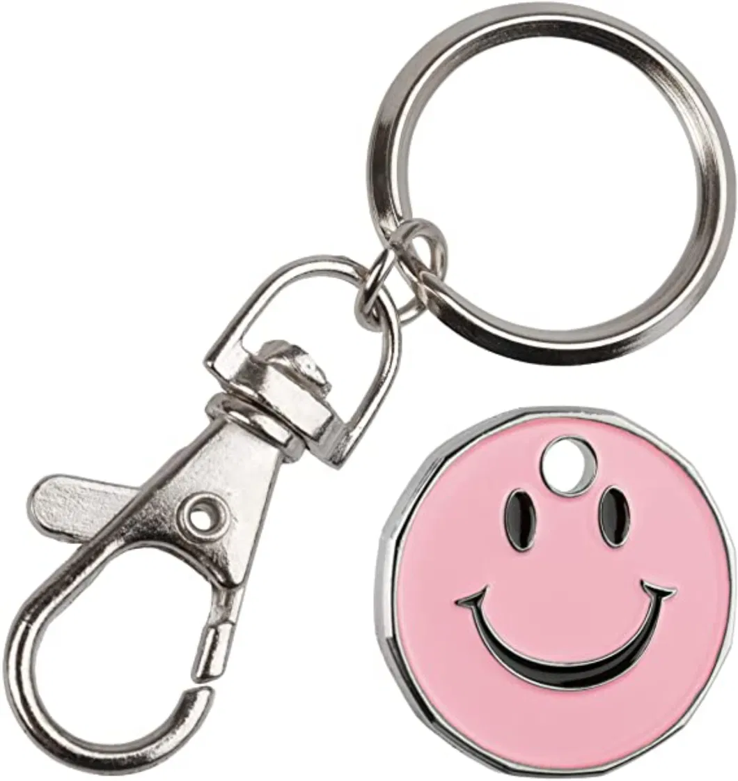 Personalized Design Cheap Wholesale Alloy Smile Emoji Fashion Trolley Coin Metal Enamel Keychain