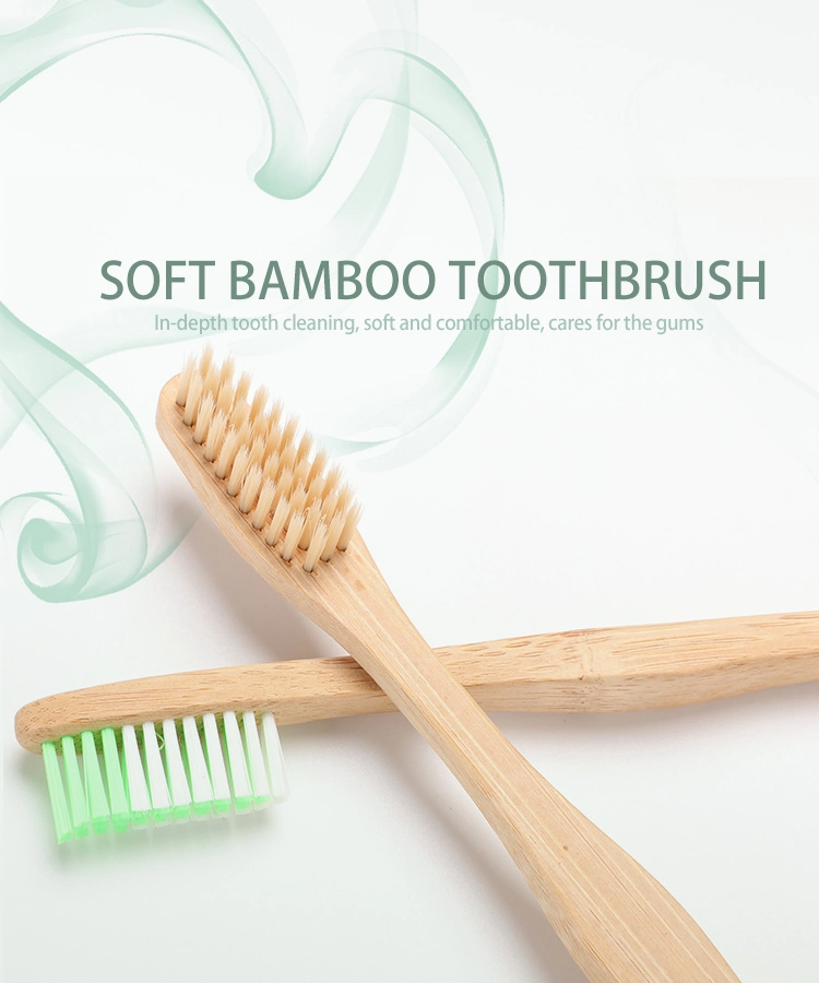 Wanuocraft 100% Biodegradable Eco Friendly Wholesale Custom Logo Adult Baby Kids Child Charcoal Nylon Round Bamboo Toothbrush