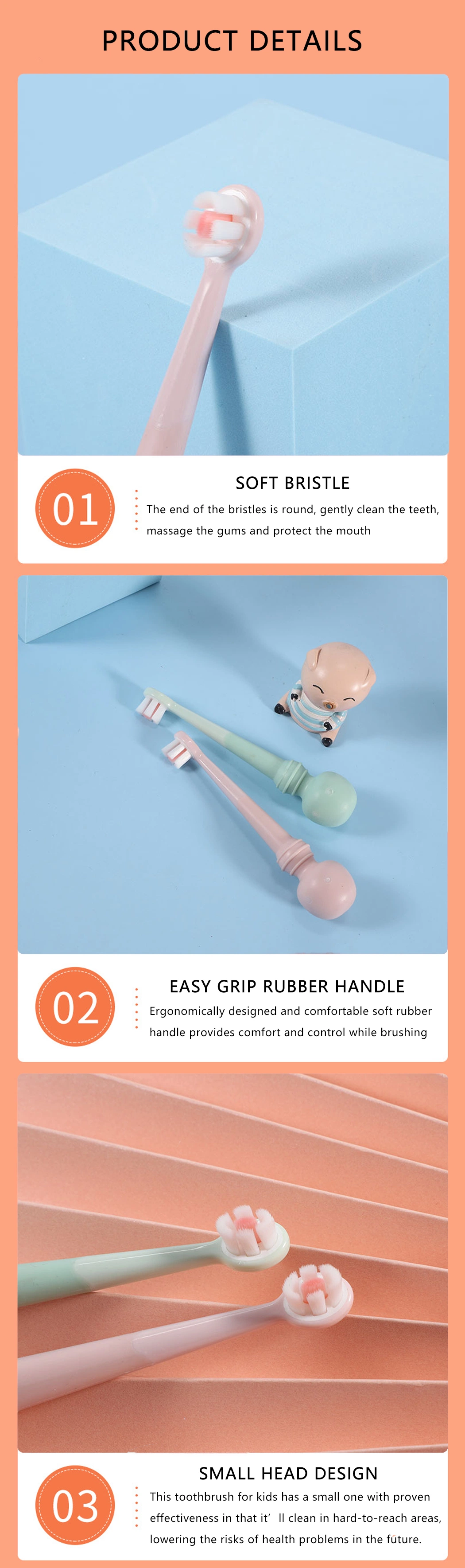 OEM Special Design Children&prime;s 10000 Bristle Manual Comfort Baby Toothbrush