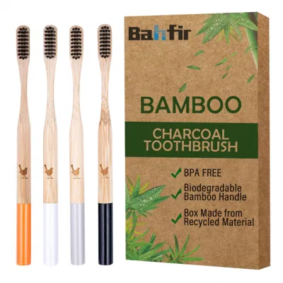 Cepillo dental de bambú orgánico con cerdas de nylon carbón activado