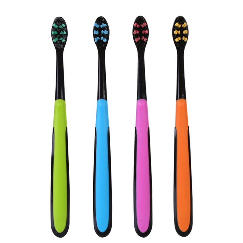 High Quality Profiled Hole Soft Bristles Rubber Handle Adult Toothbrush
